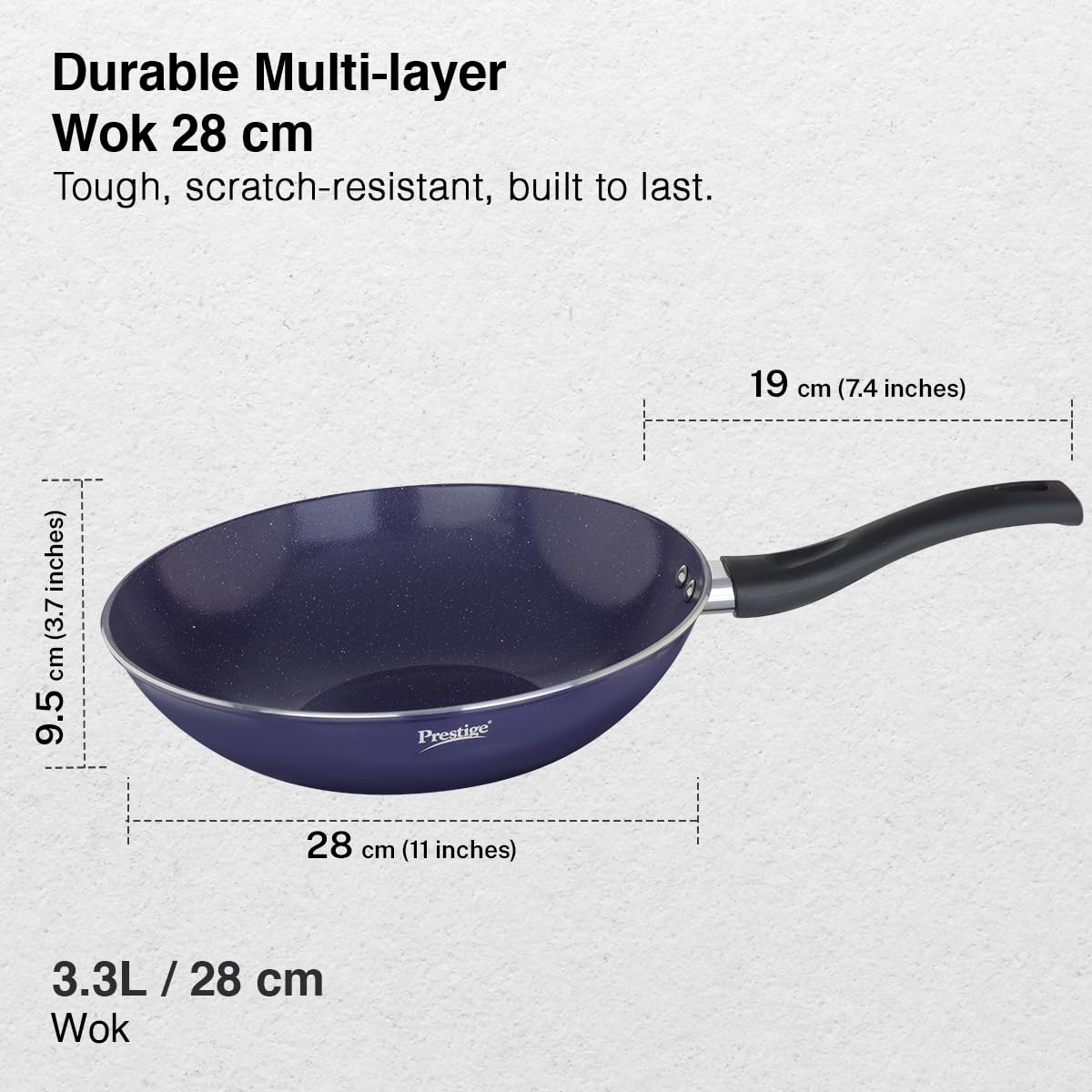 Prestige Ceraglide Ceramic Coating Non-Stick Aluminium Cookware Wok 28 Cm (3.3 Litre) 1