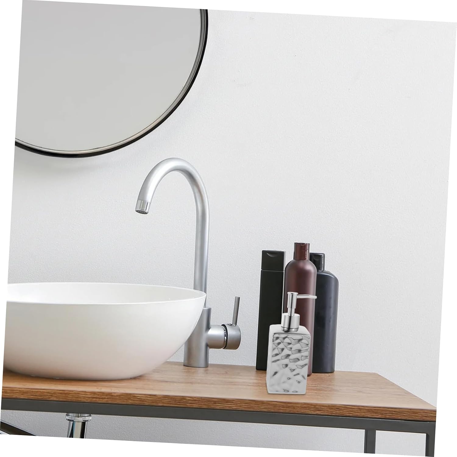 Elegant Hammered Pump Bottle Refillable Hand Soap Dispenser for Shampoo Wash More Stylish Bathroom Kitchen Decor Versatile Container