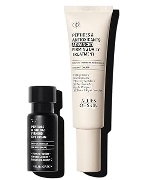 Allies of Skin Peptides Firming Eye Cream & Firming Daily Moisturizer | Anti Aging Daily Use Duo to Firm and Boost Hydration on Face & Neck 0.5 oz / 1.6 oz