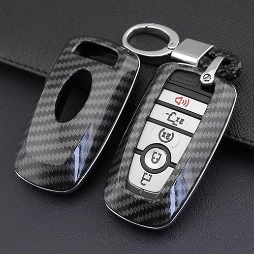 Miniatura 4 de Funda para llavero Ford, funda rígida de fibra de carbono ABS compatible con Ford Explorer Ranger Mustang Fusion Edge Escape Ecosport F150 F250 F350