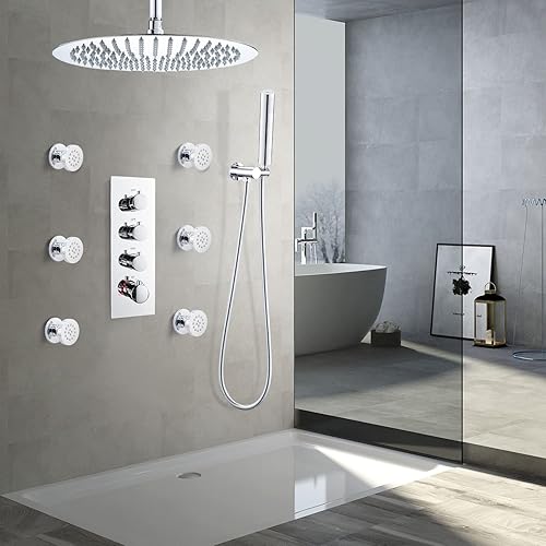 Miniatura 108 de HOMEDEC - Paquete de 6 chorros redondos de latón cepillado para masajes cuadrados de 2 pulgadas