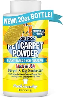 Bodhi Dog Natural Pet Carpet Powder Deodorizer - Plant-Based Urine Odor Eliminator, Fur & Dirt Lifter, Fresh Laundry Scent for Vacuuming (20 oz)