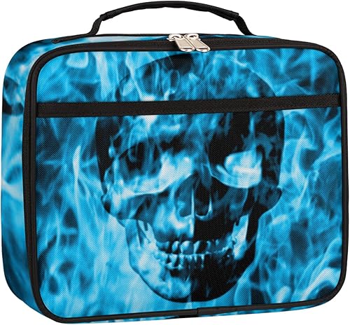 Lonchera térmica con diseño de calavera aterradora para mujeres y hombres, bolsa de almuerzo reutilizable con asa congelable, bolsa de almuerzo