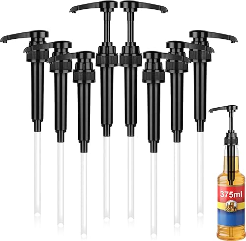 Zopeal 8 Pieces Coffee Syrup Pump Dispenser Fits 375ml/12.7oz Bottles, Syrup Pump for Coffee Flavoring, Creamers, Caramel, Beverages, Kitchen Cafe