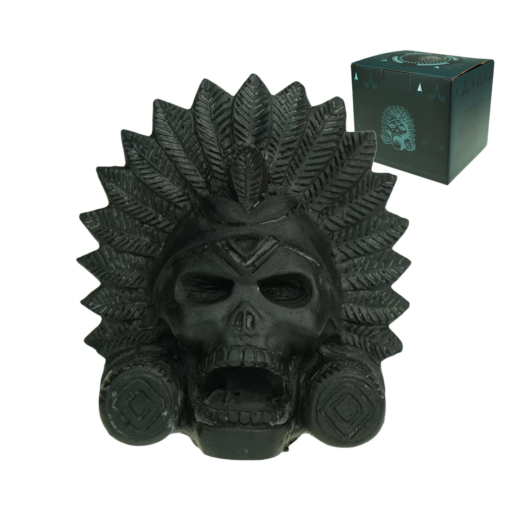 “OW” Authentic Aztec Death Whistle - Produces Loud Human-like Screams at high Decibels, 125+ Decibels Loud,Collectible Traditional Black Aztec Design, Gift Idea