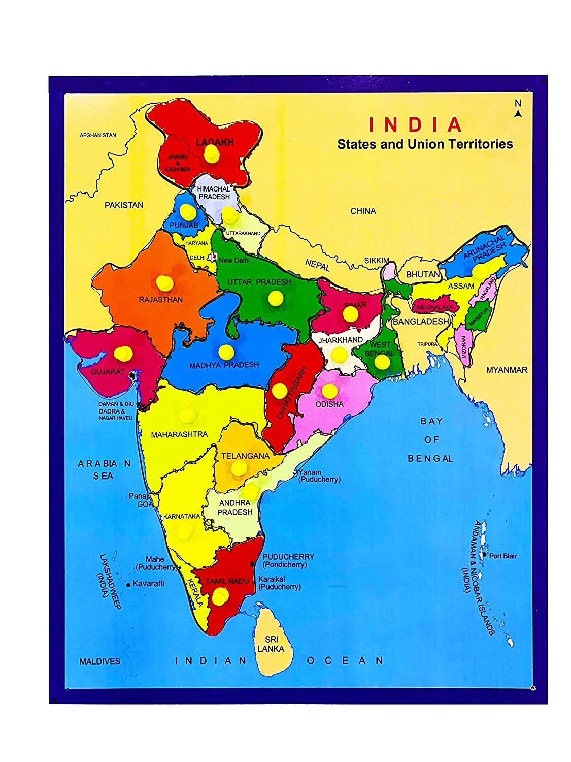 Bullystyles Wooden Indian States Map 18 Puzzles With Their Capitals ...