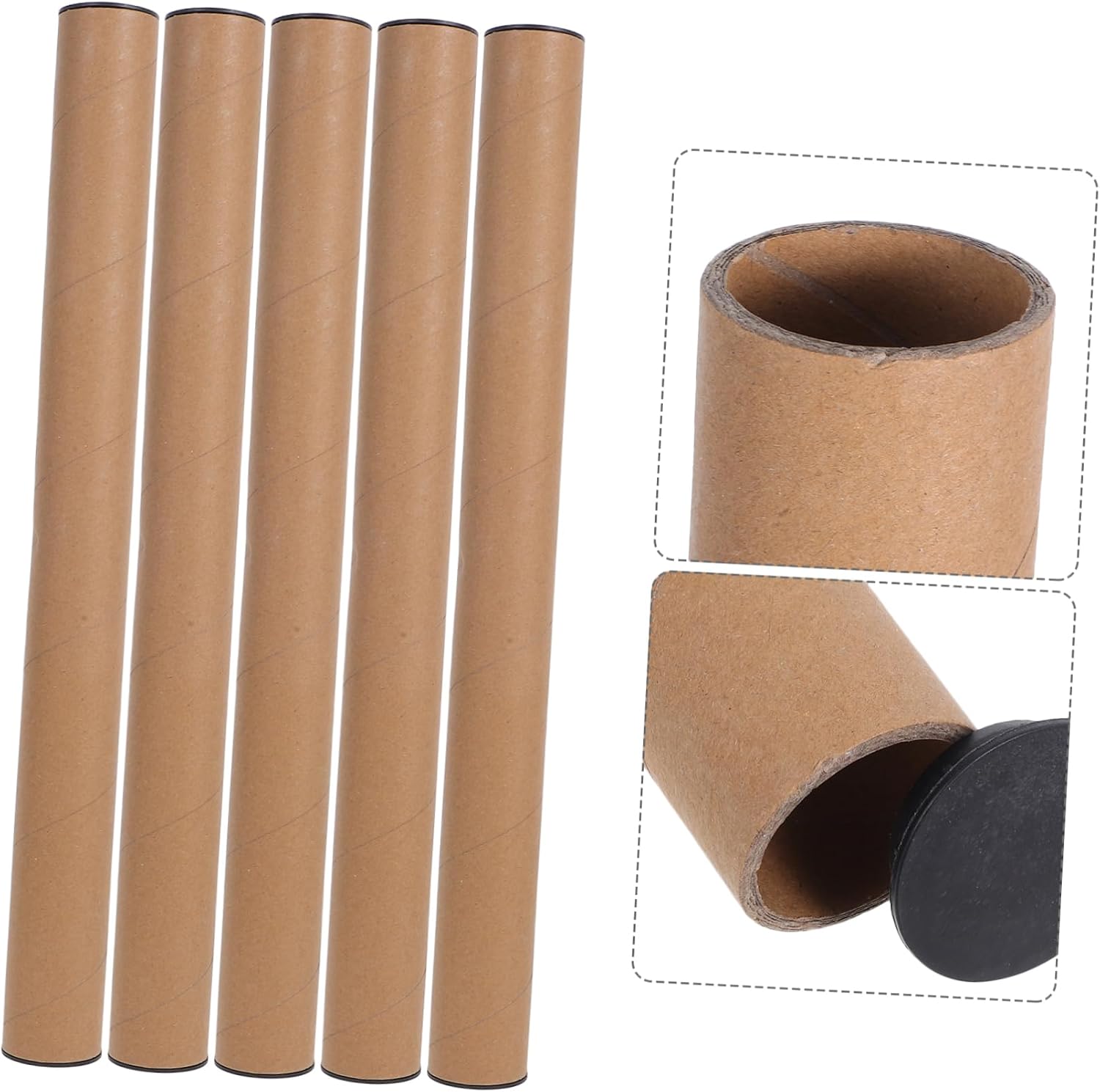Alipis 10Pcs Kraft Paper Mailing Tubes Caps Round Cardboard Poster Tubes for Shipping Posters Art Prints Blueprints Maps Space-saving Storage Cylinders for Mailing and Packaging