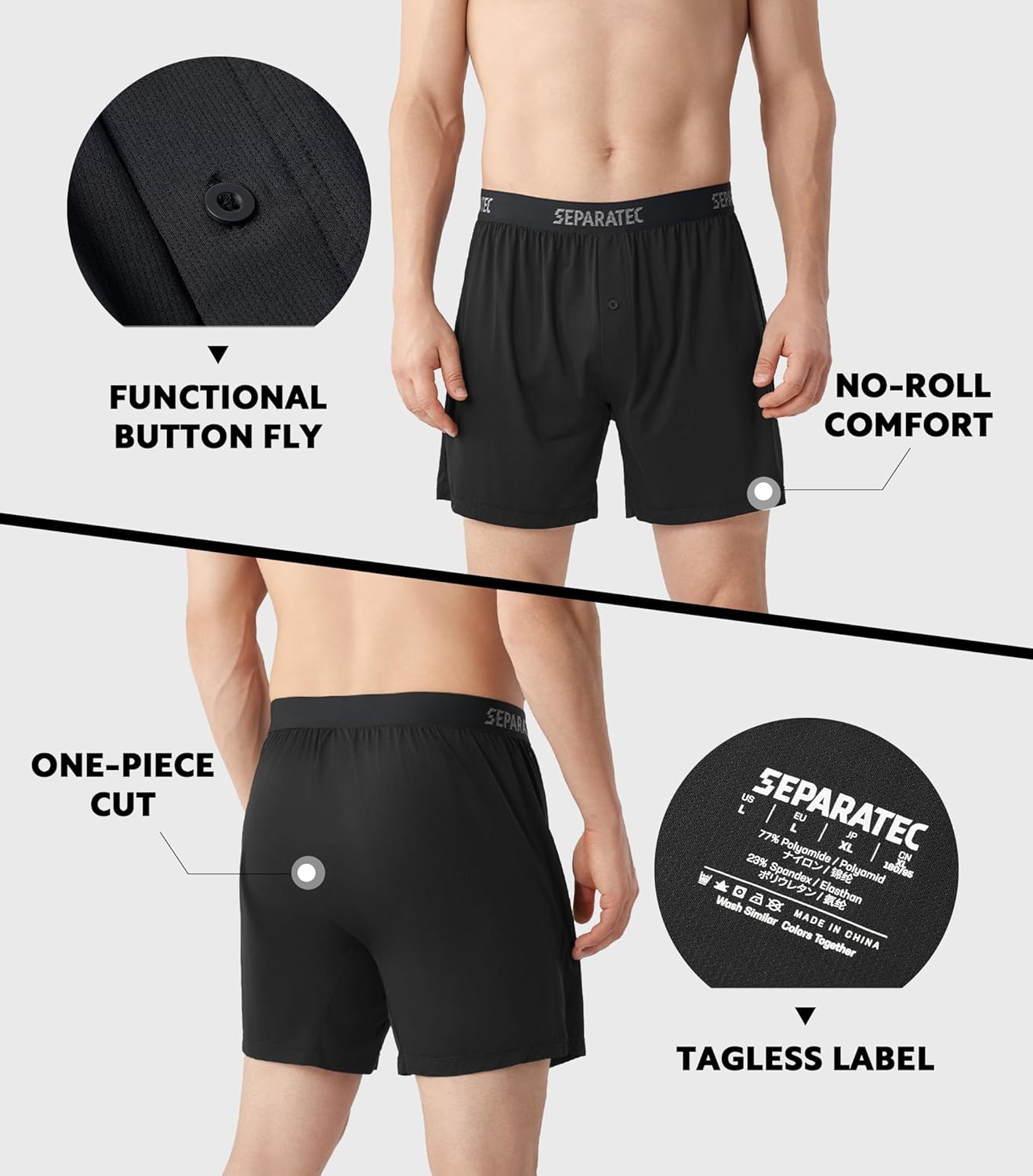 Separatec Mens Boxer Shorts Breathable Quick Dry Mesh Boxers for Men Moisture Wicking Soft Loose Fit Men's Underwear 3 Pack - Image 5