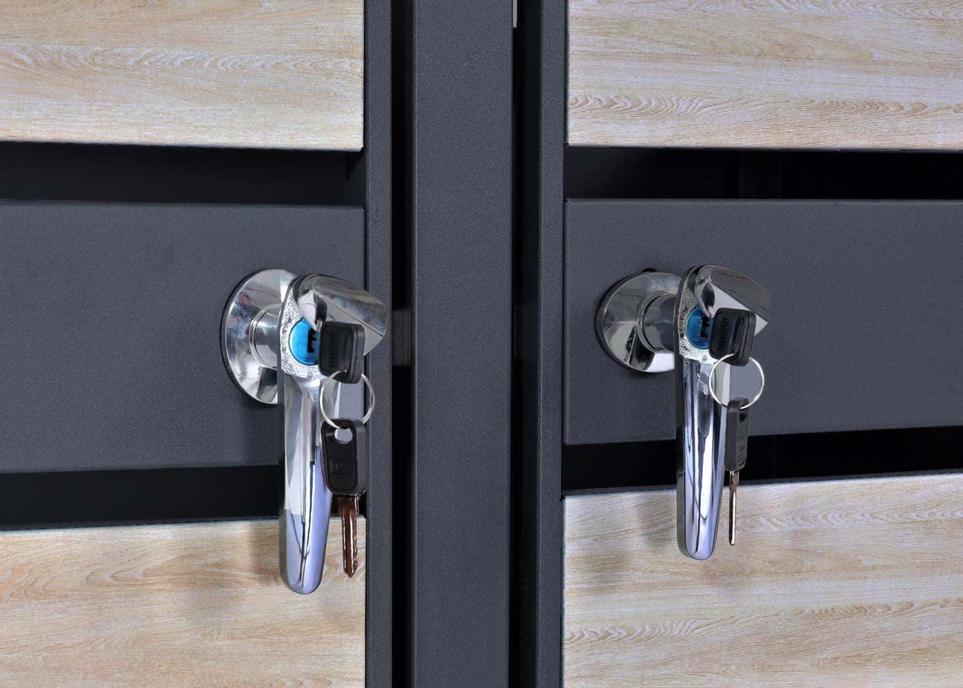 Set 4x copribidoni box spazzatura rifiuti HWC-J81 80x264x117cm - acciaio antracite faggio