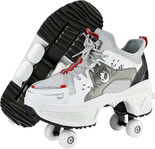 Miniatura 12 de 2-in-1 Roller Skates & Sneakers with Retractable Wheels - Convertible Lightweight Outdoor Fitness Shoes for Women, Men & Children - Unisex Kick