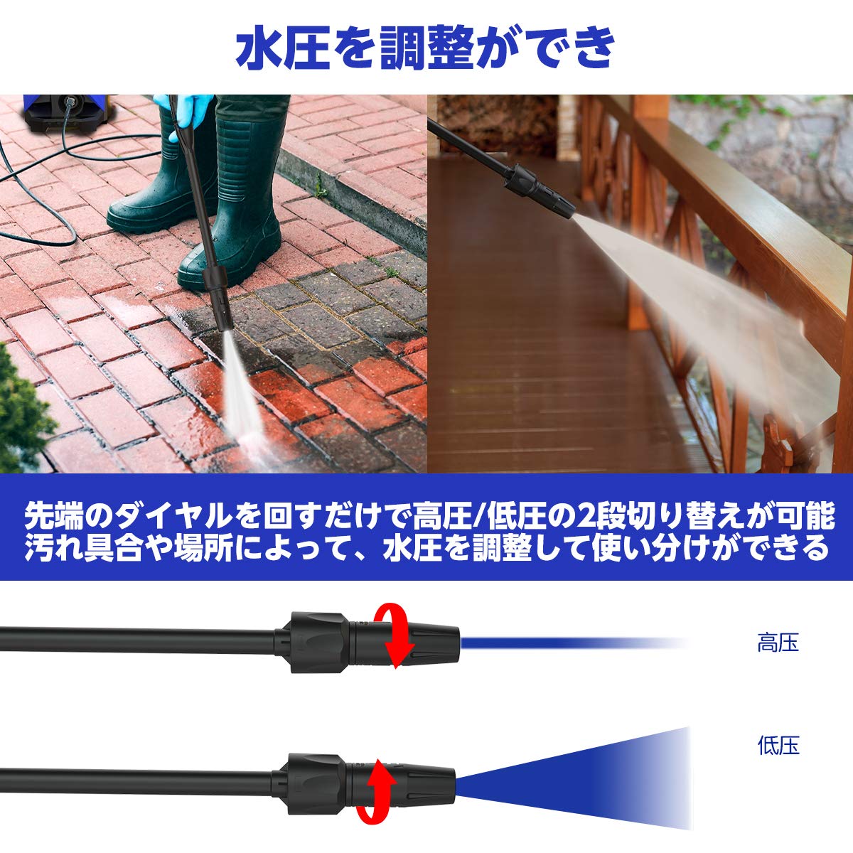 高圧洗浄機1500Ｗ 高圧・低圧切替可能 最大吐出圧12MPa パワフル自吸式 Amazon | 高圧洗浄機 1500W 高圧・低圧切替可能 最大吐出圧