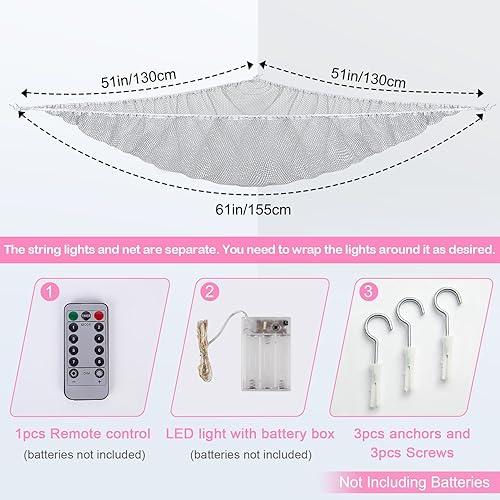 Vista 44 de Basumee Red de animales de peluche o hamaca con luz LED, hamaca de red de juguetes para almacenamiento de animales de peluche, hamacas para Azul