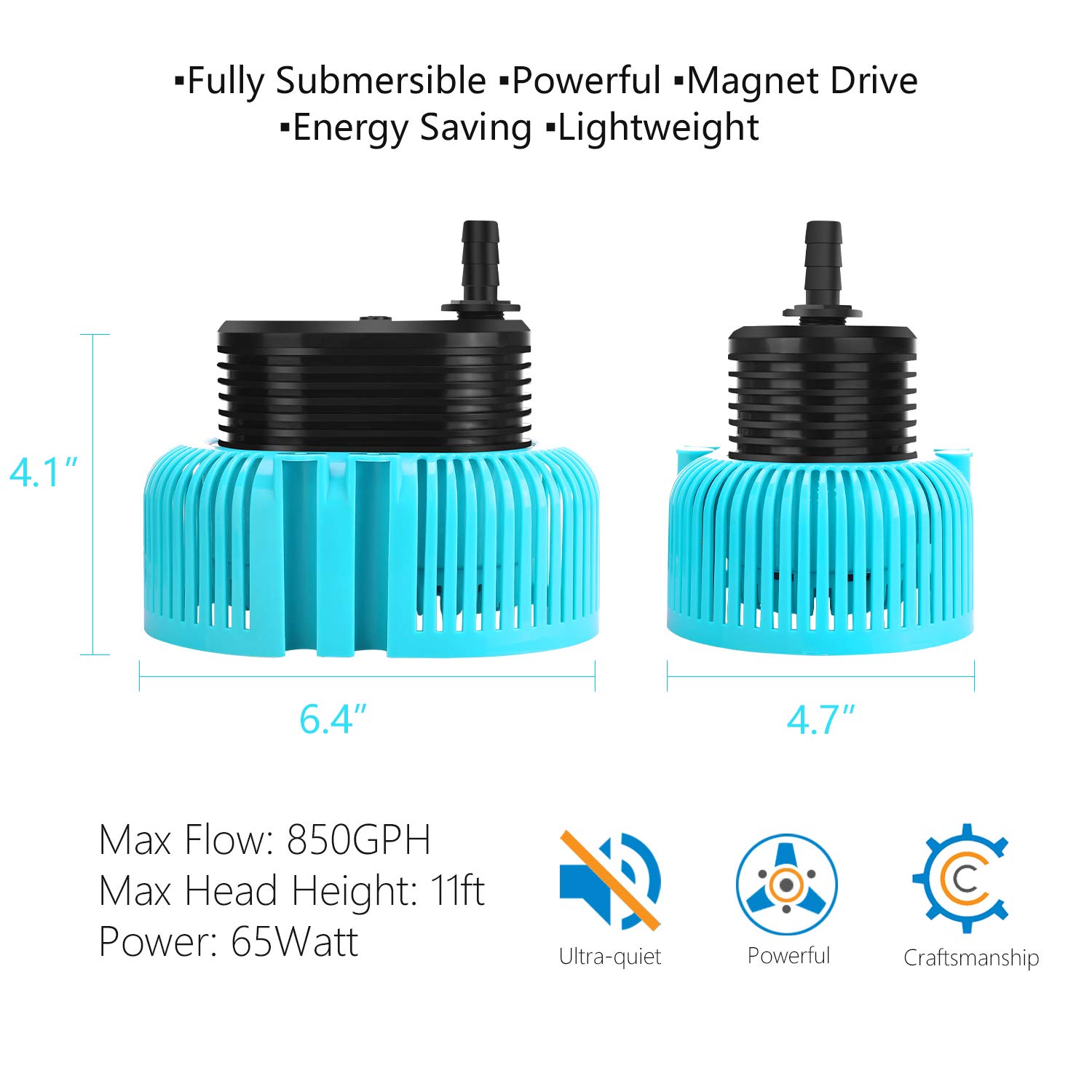 AquaMiracle 850GPH New-gen Pool Cover Pump for Above-ground / In-ground Swimming Pools, Water Removal Pump, in-built Thermal Protection, with 15ft Drainage Hose & 25 Feet Extra Long Power Cord