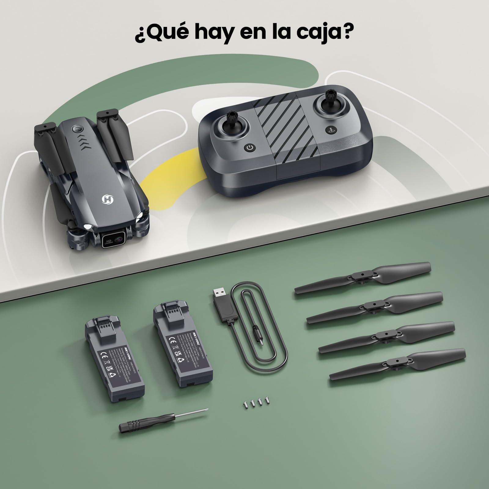 Dron plegable Holy Stone HS290 con cámara FPV HD de 1080P, cuadricóptero RC con flujo óptico, control por aplicación, 3 velocidades, 2 baterías modulares, regalo de juguete cristiano para niños, C0