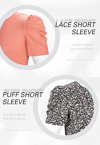 Miniatura 6 de Ivicoer - Camisa de manga corta abullonada para mujer, con ojales, cuello redondo, ajuste holgado, talla S-XXL