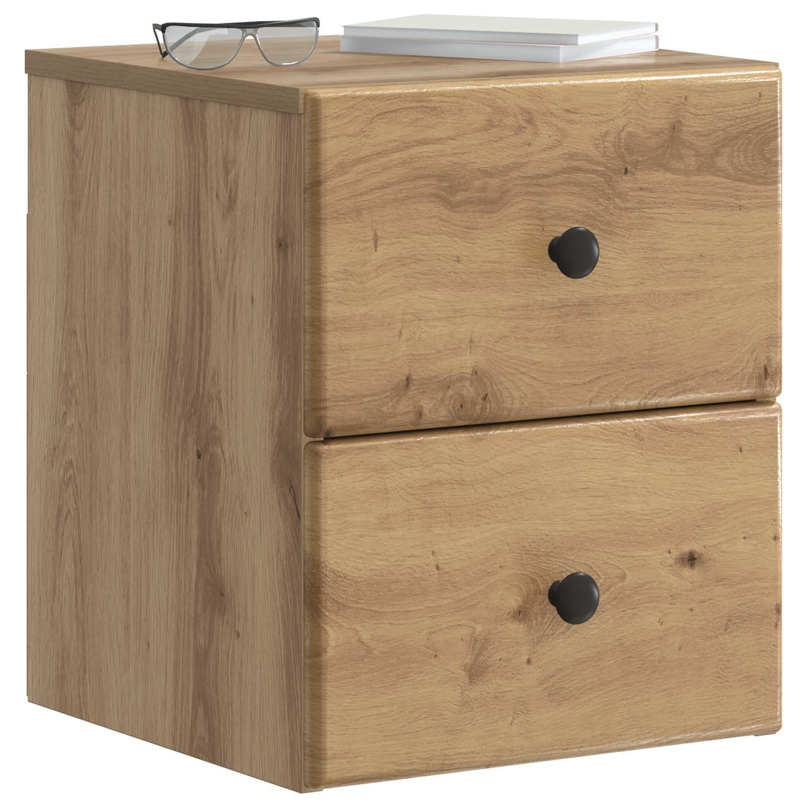 Générique Table de Chevet Murale en Bois Massif 34,5 x 33 x 40 cm, Meuble de Nuit Compact avec tiroir et Compartiment de Rangement pour Chambre, Design Contemporain Pratique et élégant.
