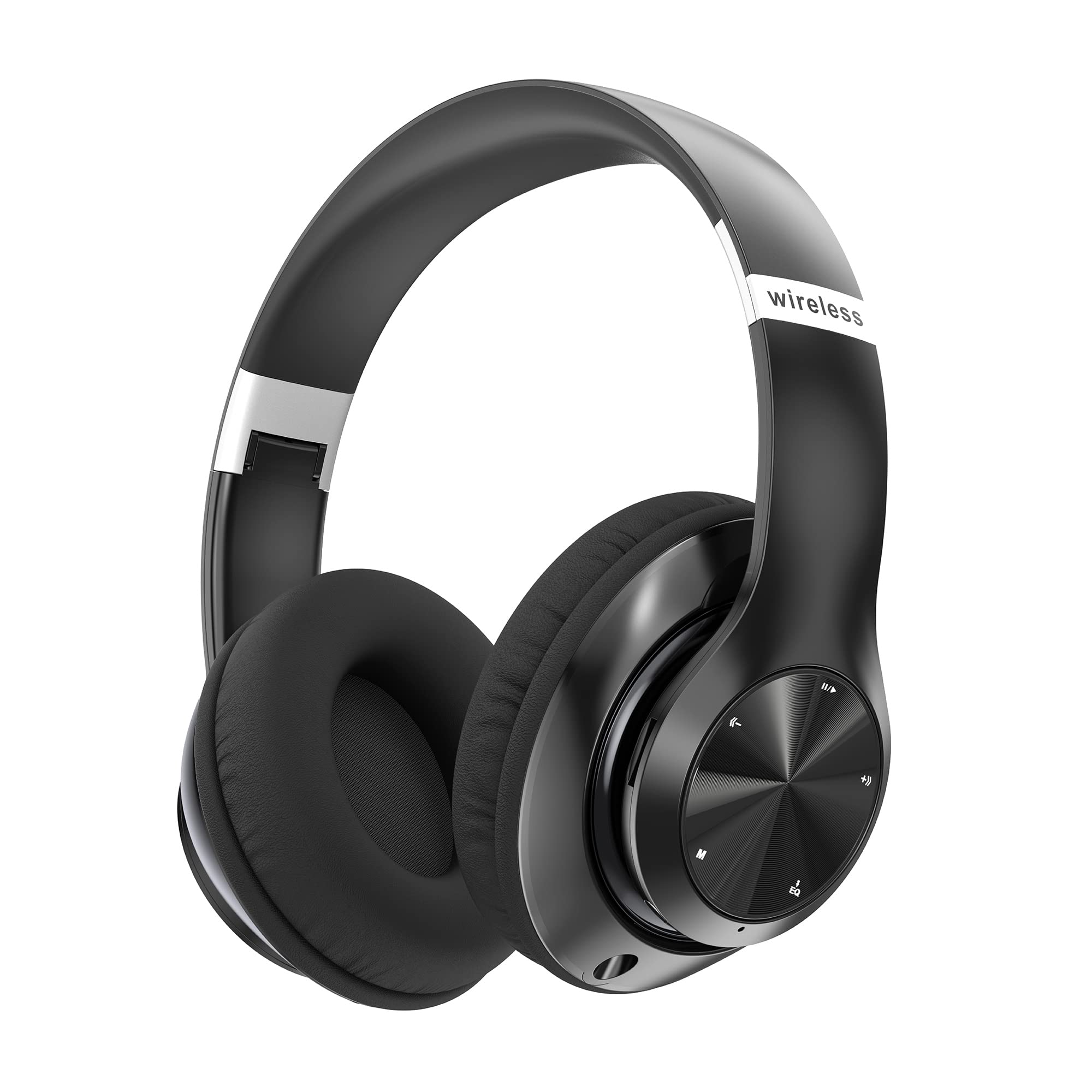 9S Auriculares Inalambricos Bluetooth Plegables, 60 Horas de Reproducción Cascos Inalambricos Bluetooth Diadema Estéreo HiFi con Micrófono, 6EQ Modos, Soporte Micro TF/FM, Para PC/TV/Fones (Negro)