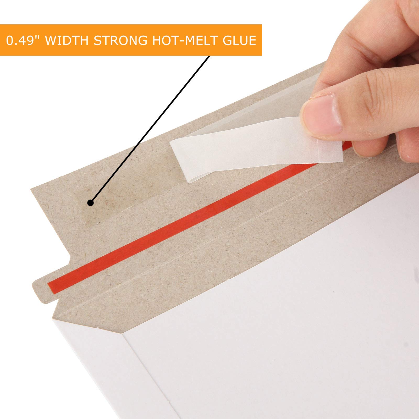 QTLCOHD 100Pack Photo Document Mailers 6x10 Inch Self Seal Stay Flat Cardboard Envelops Mailers White Paper Mailers for CD, Photo, Picture, Letter, etc.