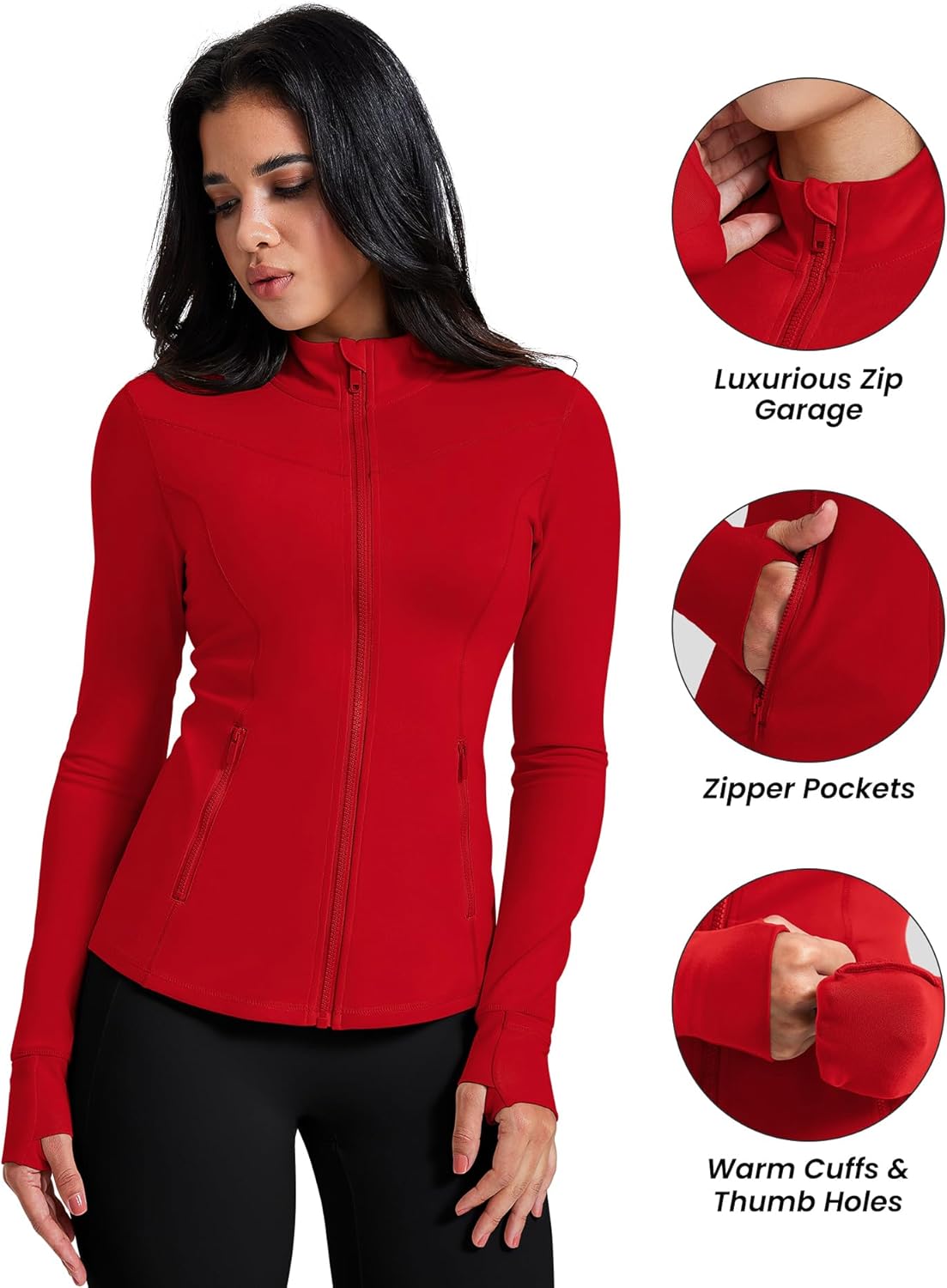 AVGO Womens Running Jackets Lightweight Slim Fit Workout Jacket Zip Up Athletic Track Gym Tops with Pockets & Thumb holes - Image 4