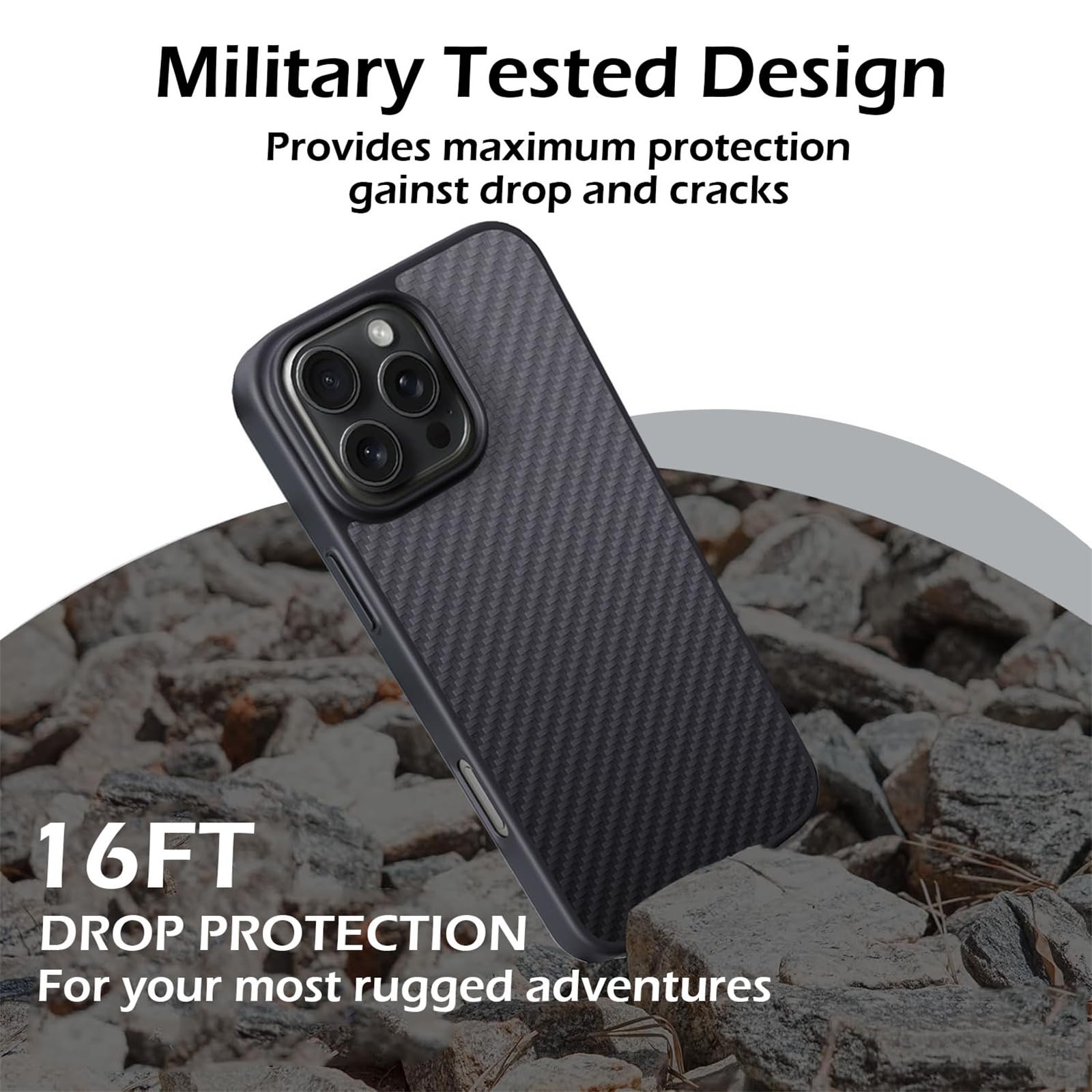 Funda de fibra de aramida real para iPhone 16 Pro Max/16 Pro/16 Plus/16, compatible con MagSafe, ultra delgada, ligera, suave al tacto, resistente, duradera, de grado militar, protección