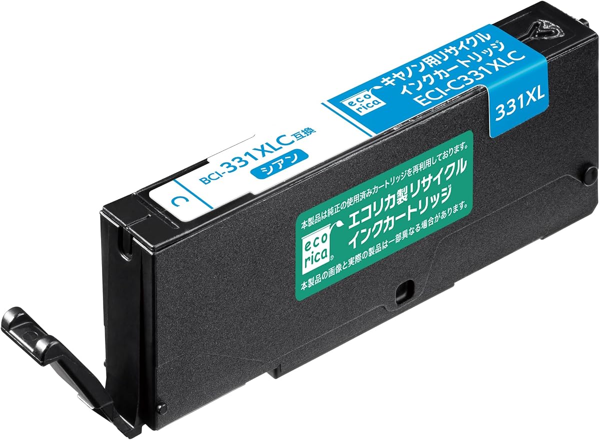 Ecolica EC-BCI331XLC Remanufactured Ink Compatible with Canon BCI-330/BCI-331XLC Remaining Level Indicator (Ecolica Envelope Package)
