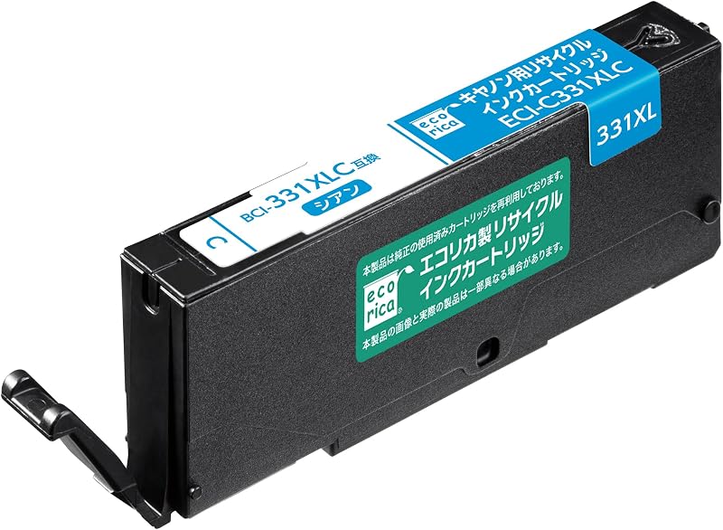 Ecolica EC-BCI331XLC Remanufactured Ink Compatible with Canon BCI-330/BCI-331XLC Remaining Level Indicator (Ecolica Envelope Package)