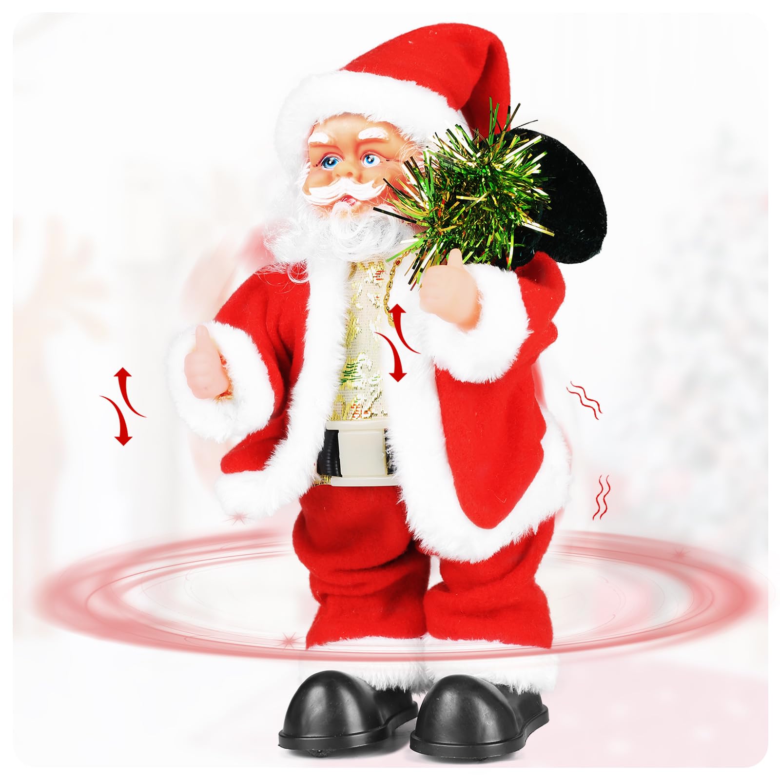 SdeNow Twerking Santa Claus,Booty Shaking Walking Circle Santa Claus Singing and Dancing Musical Christmas Toys Animated Santa Claus Figurines-Spanish Song