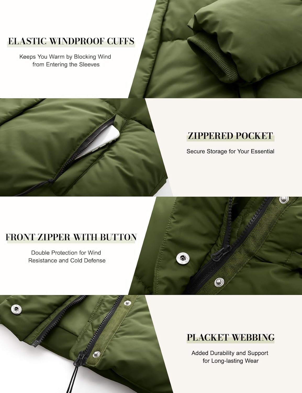 PEHMEA Women's Winter Cropped Puffer Jacket, Full Zip Thicken Short Coat with Detachable Hood - Image 4