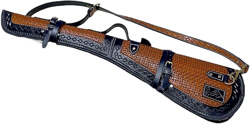 Miniatura 2 de ZOLO LEATHERS Funda de cuero genuino grabada para rifle Western Scabbard se adapta a 16 a 20 pulgadas de longitud de cañón de palanca, rifle de