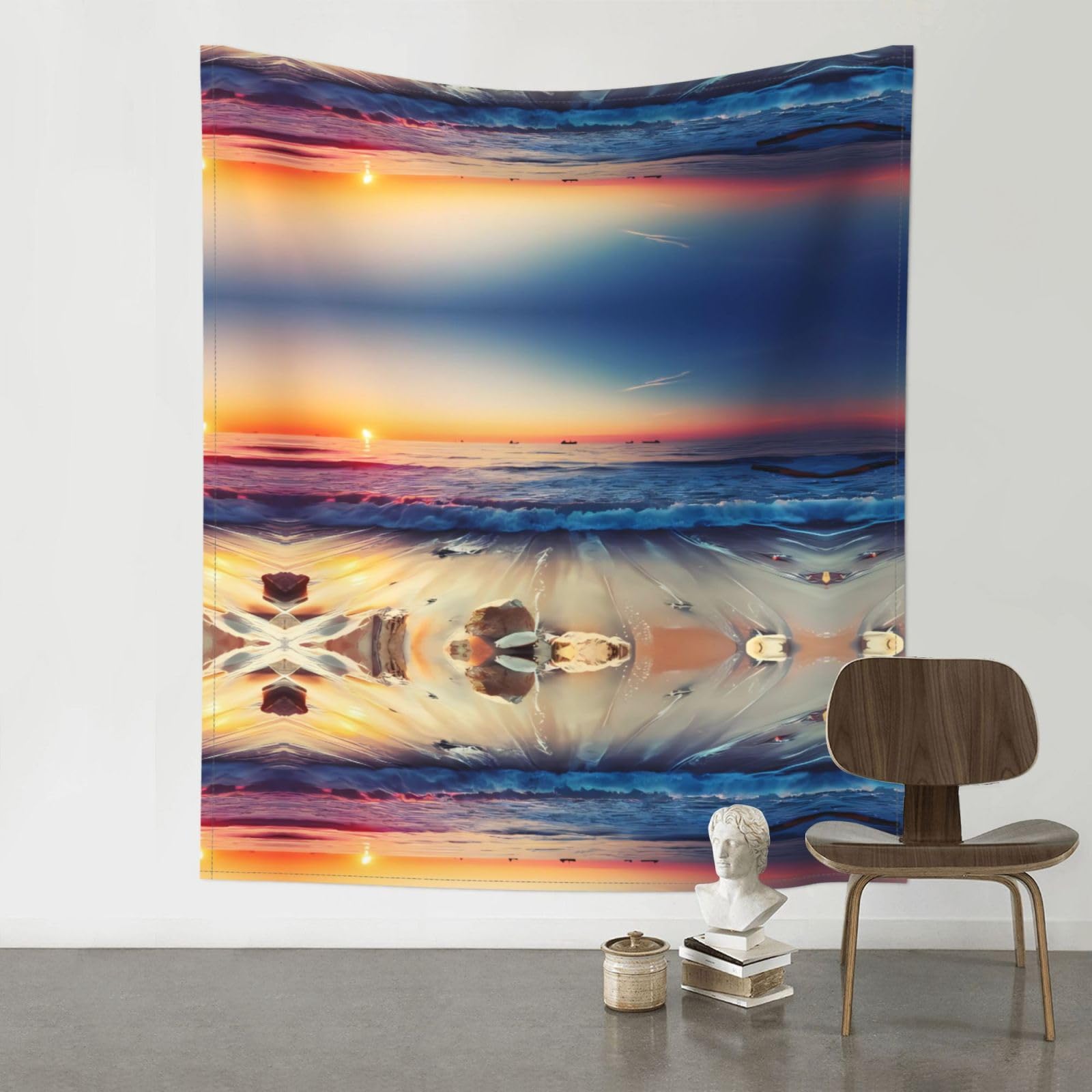 YYHWHJDE Sunset View on The Beach Shore Prints Wall Tapestry 60x51in - Boho Dorm Decor Throw Blanket - Beach Picnic Blanket - Versatile Home Accent