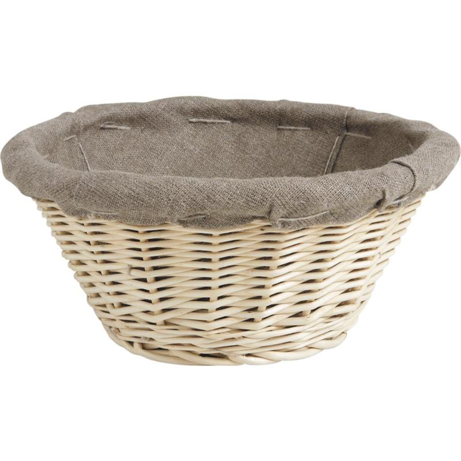 AUBRY GASPARD - Banneton Entoilé en Osier Blanc Ø24 H11 - Doublé 100% Lin - Idéal pour Pain Maison - Circulation d'air Optimale - Surface Anti-Adhésive - Durable - Blanc - 24 cm