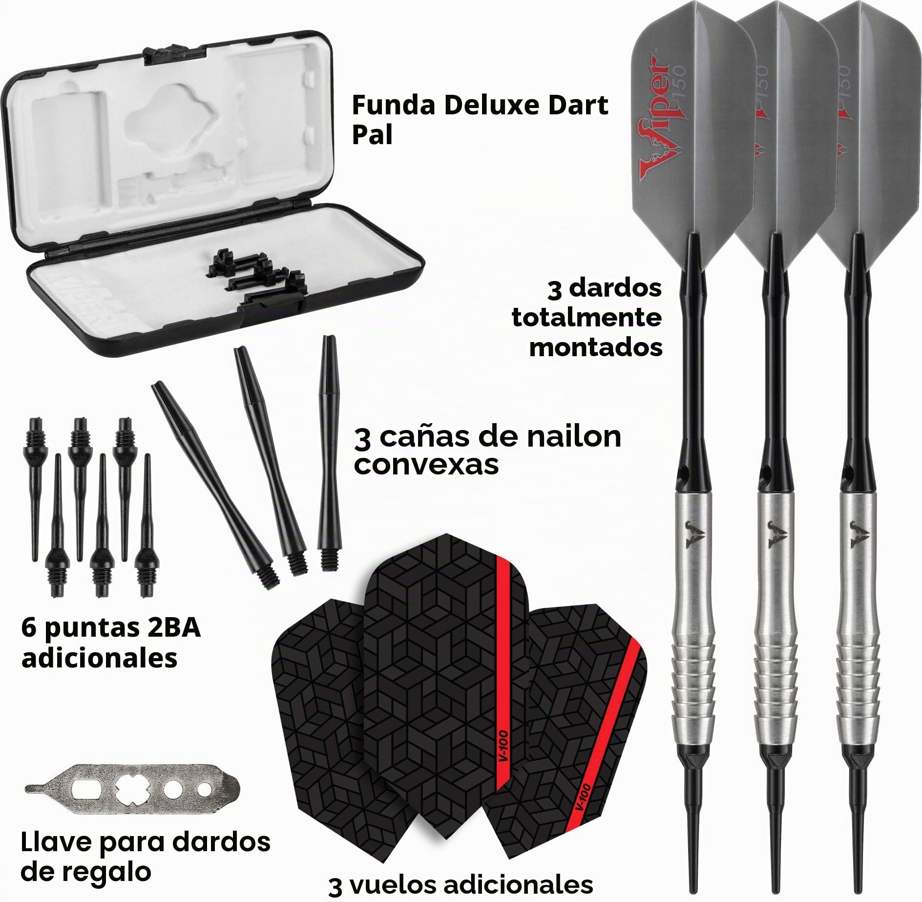 Viper V-Factor - Dardos de Punta Suave de 90% tungsteno con Estuche de Almacenamiento/Viaje