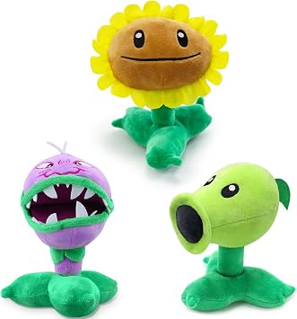 Maikerry 3 Pieces Plants and Zombies vs Plush Toy, 8 Tall PVZ Stuffed Figure Doll for Children, Great Gifts for Kids and Fans