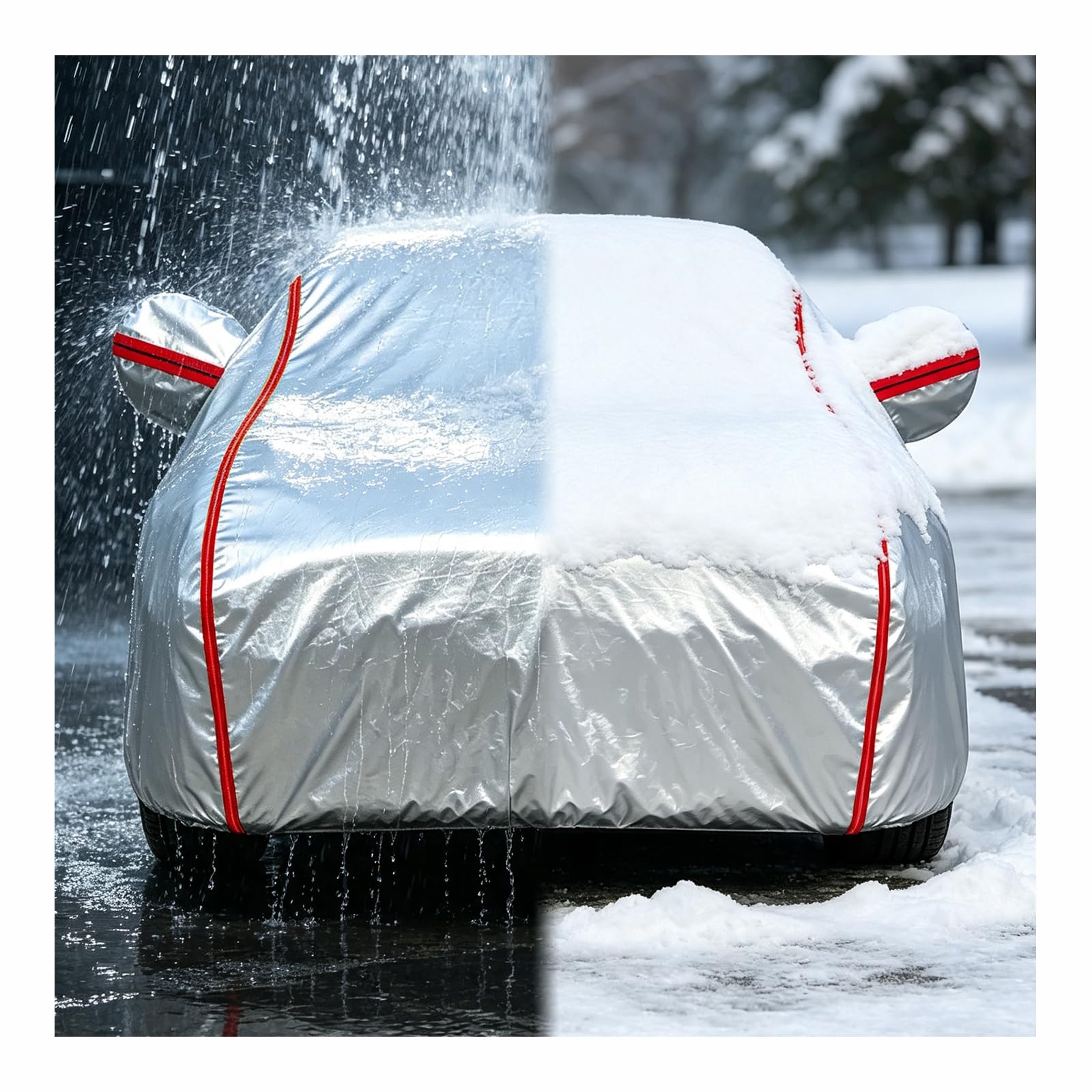 Autoabdeckung für BMW M3 Coupé/Cabrio E46，Wasserdicht,Atmungsaktiv, Vollständige Abdeckung, Mit Reflektierenden Streifenfür Den Außenbereich, Schneefest, Regenfest