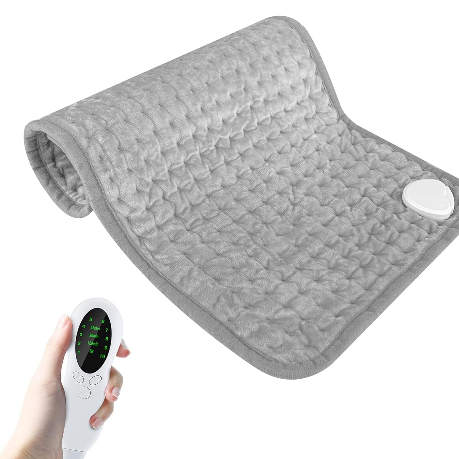 NecomiElectric Heating Pad for Pain Relief of Back Neck Shoulder, 40 x 76cm,10 Electric Temperature Options, 3 Timer Settings, Auto Shut Off Fast Heat Pad with Controller