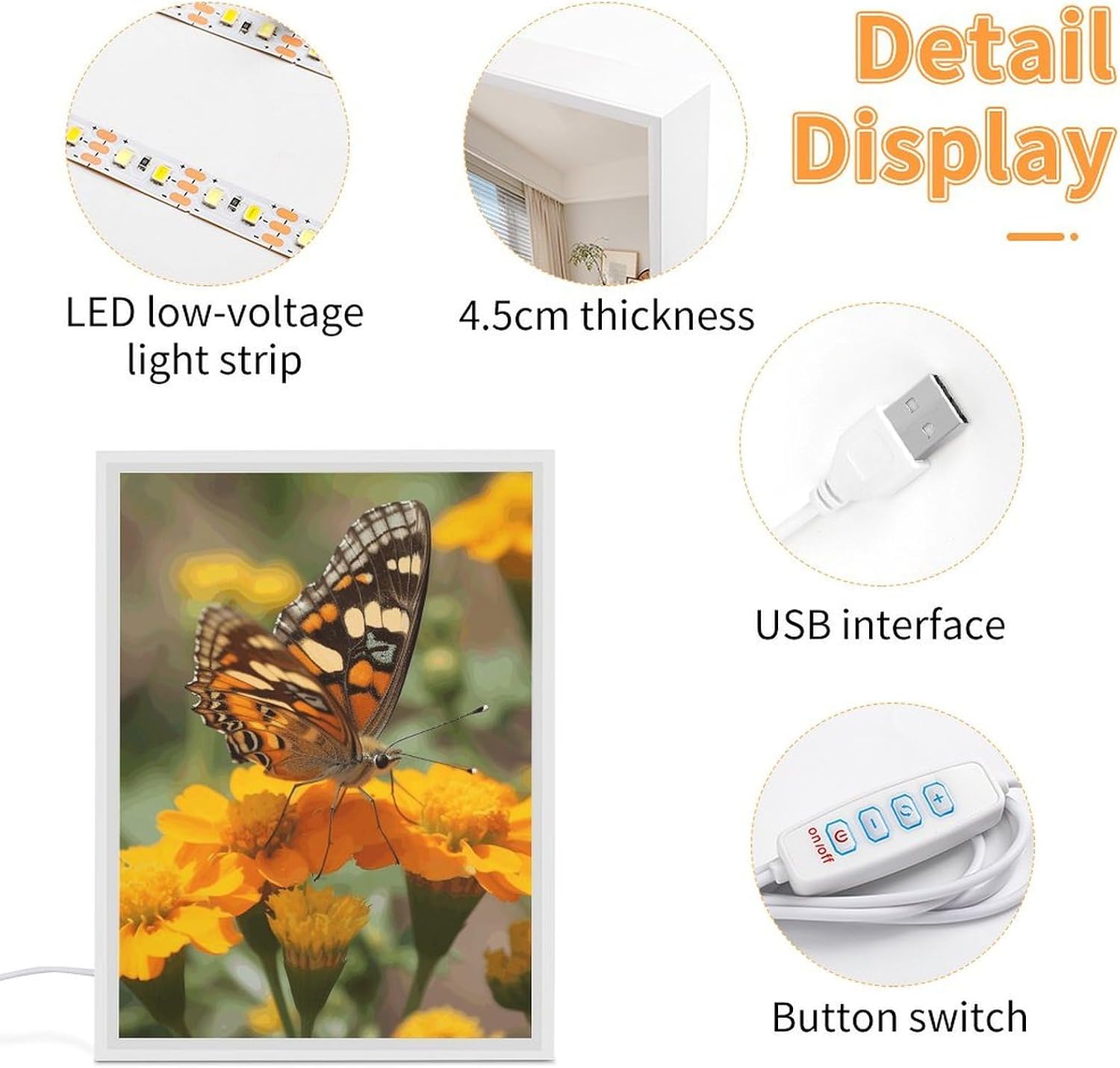 Wildflower Butterfly Vanity Mirror with Lights Lighted Makeup Mirror with 3-Color Lighting Dimmable LED Makeup Mirror for Vanity Desk Tabletop Bedroom Dressing Room image 4