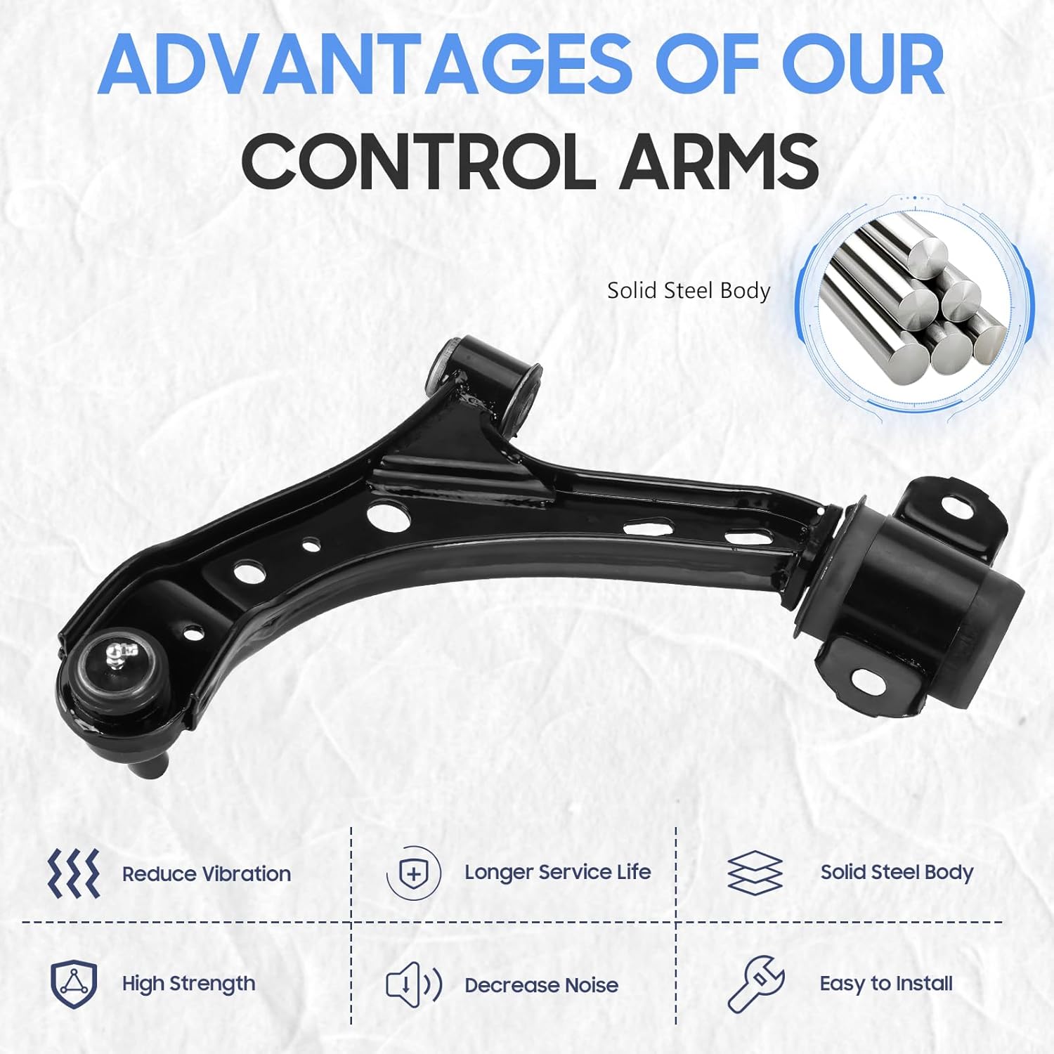 Front Lower Left & Right Control Arms w/Ball Joints Replacement Suspension Kit for 2005-2010 Ford Mustang K80727 K80726 (2PCs)