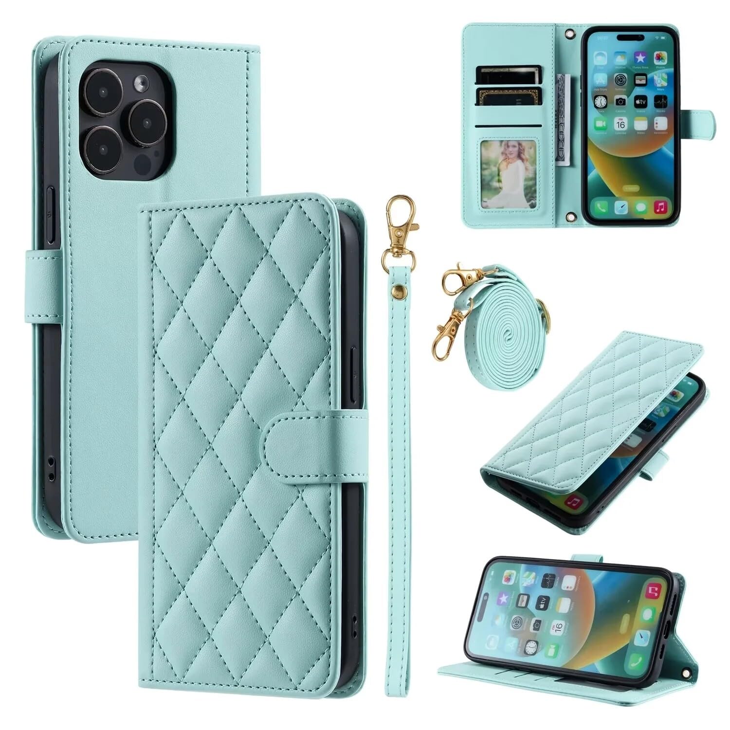 Generic Étui compatible avec Samsung Galaxy A10 (couleur : menthe) Étui portefeuille à rabat magnétique en cuir de qualité supérieure