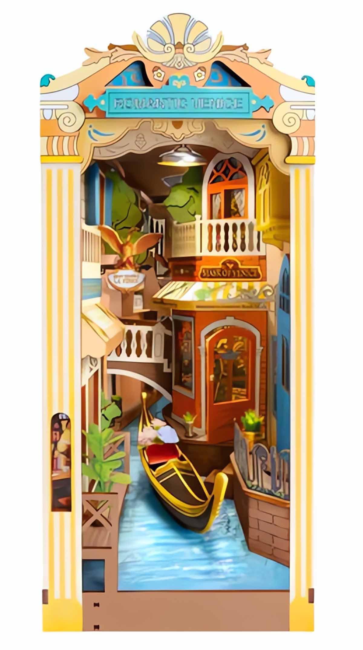 Kit de Montar Romantic Venice Book Nook Diorama para prateleira