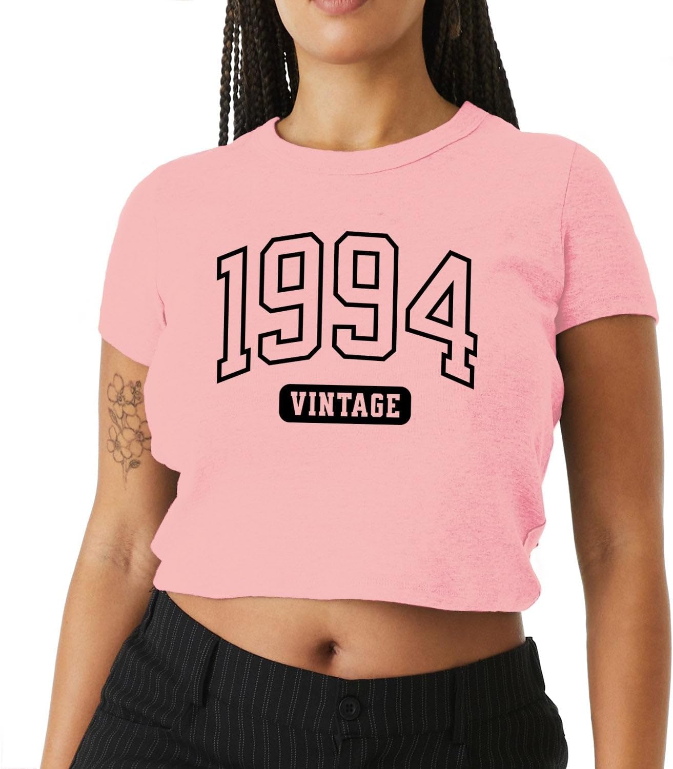 Block 1994 Women's Short Sleeve Slim Fit Tee Crop Top Shirt