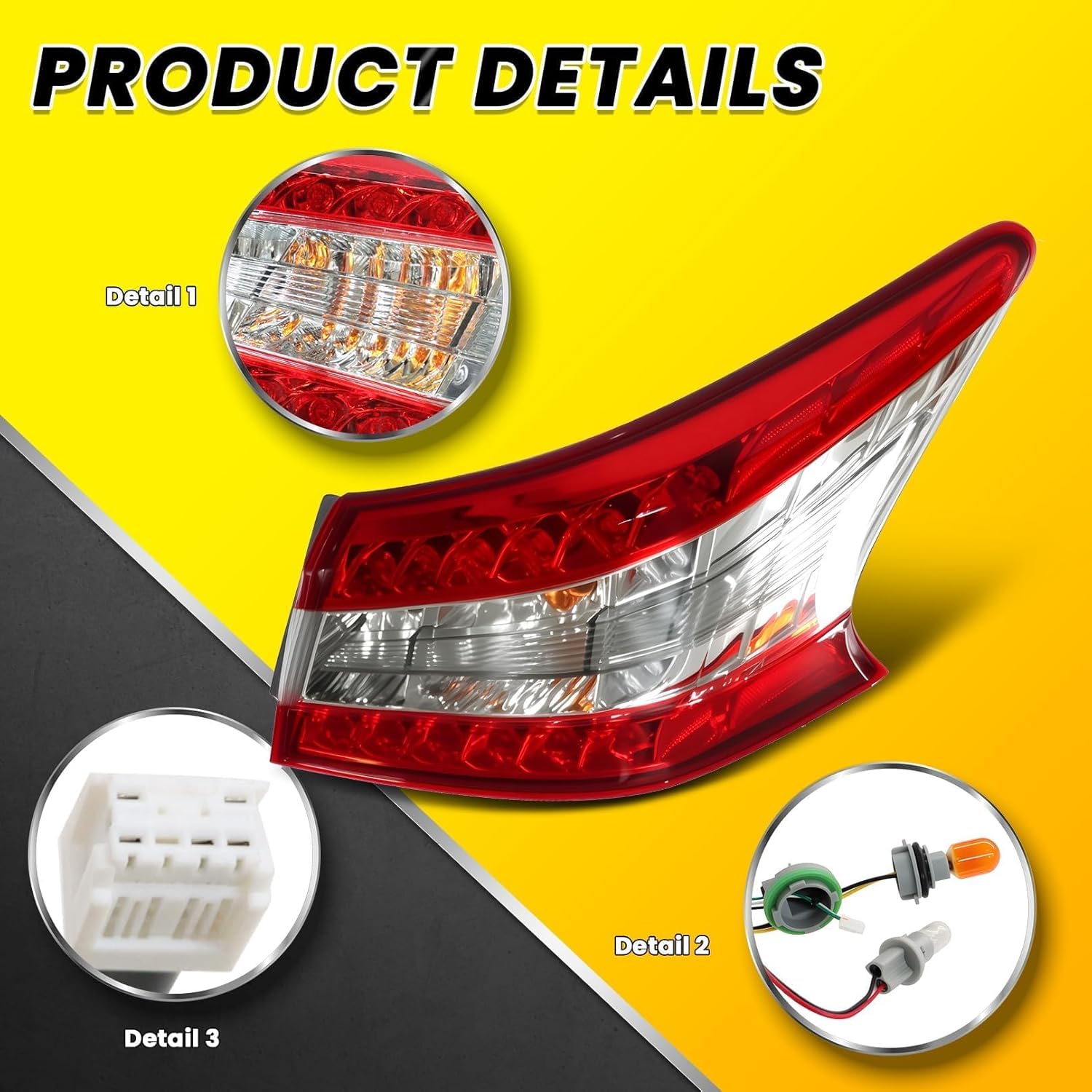 Right Side Outer Tail Light Assembly Compatible with Sentra 2013-2015 Rear Tail Lamp Taillight 265503SG0A NI2805100