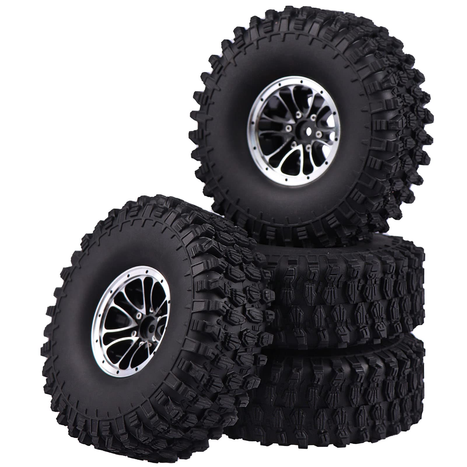 AIMROCK 1.9 Beadlock Wheel & Tire w/Foam 12mm Hex 4.7'' Tires for 1/10 Traxxas TRX4 TRX6 Axial SCX10 SCX10 II Redcat Gen7 Gen8 Tamiya RC4WD Crawler Truck
