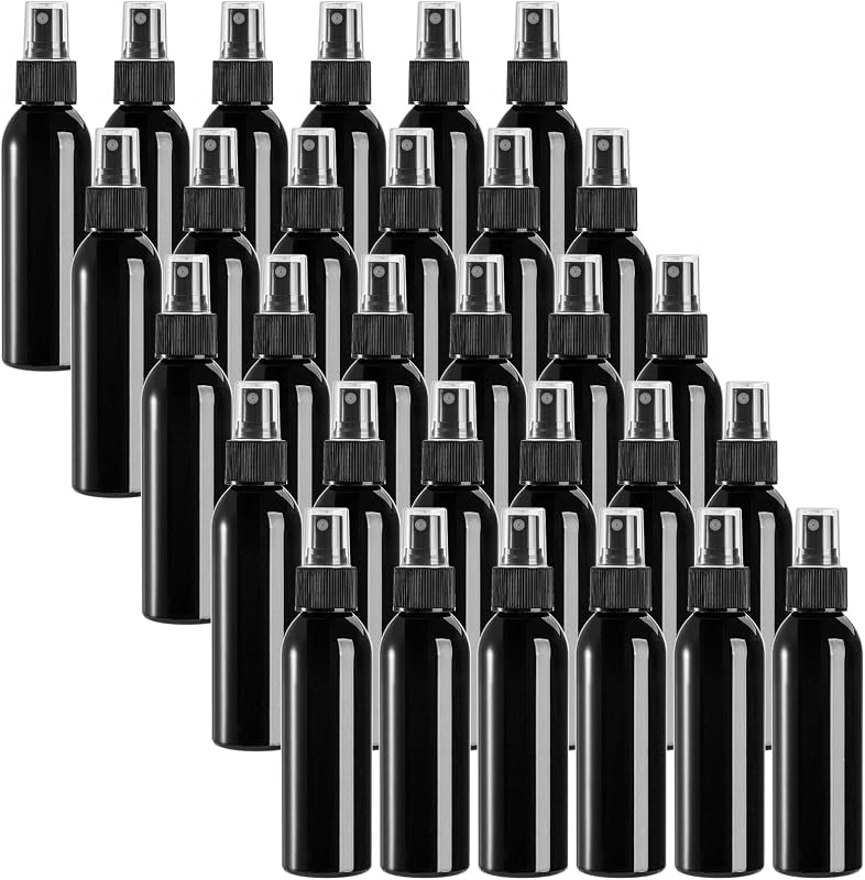 TOPZEA Frascos Spray Pretos Recarregáveis de Plástico, 120 mL, Pacote com 30