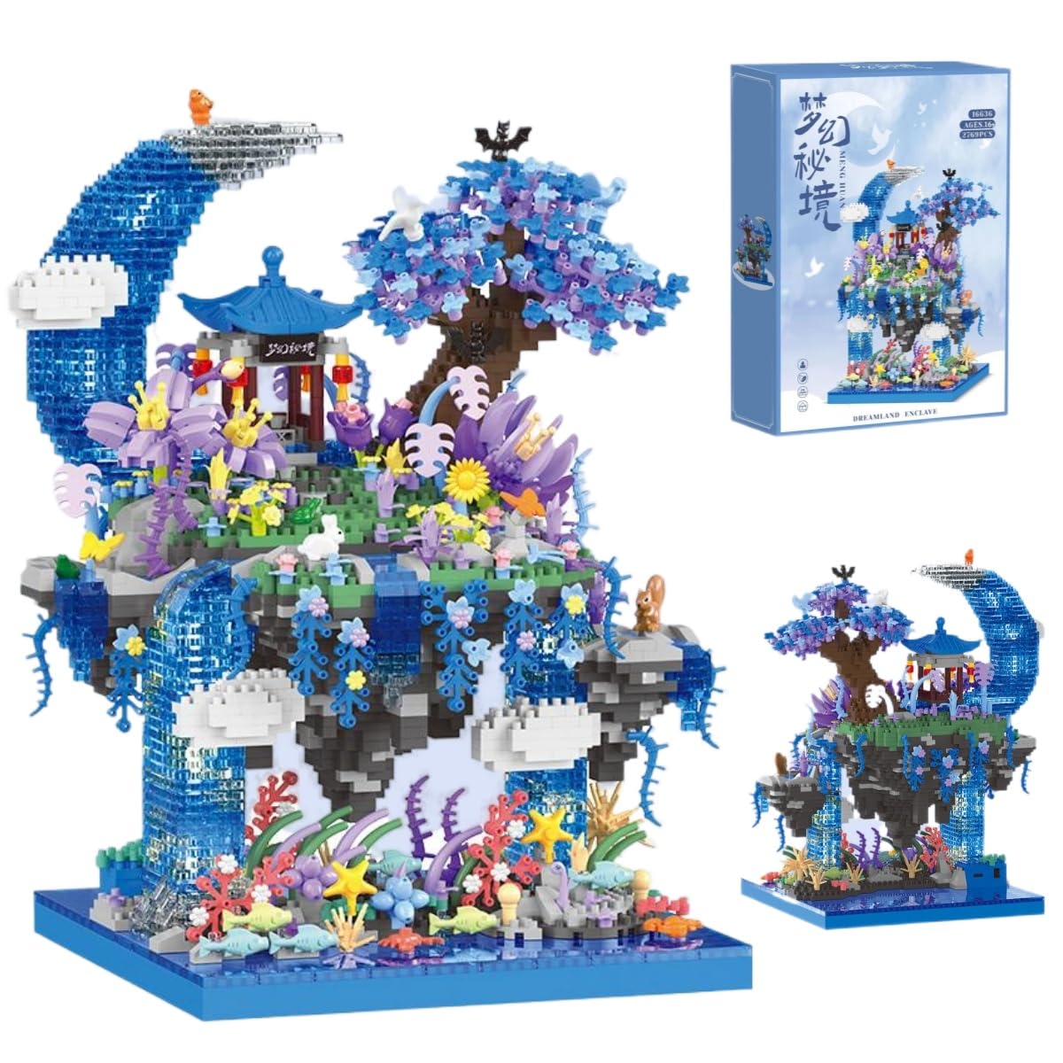 Juego de bloques de construcción de arquitectura china, 2769 piezas, el Palacio de la Luna Pabellón Juego de Bloques de Construcción, Dream Land Peach Flores, Piscina, Casa de Árbol, Bloques de