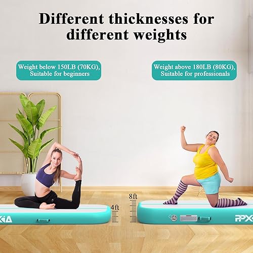 Miniatura 6 de PPXIA - Colchoneta inflable de 10, 13, 16 y 26 pies y 4 pulgadas de grosor con bomba, para uso doméstico, ideal para