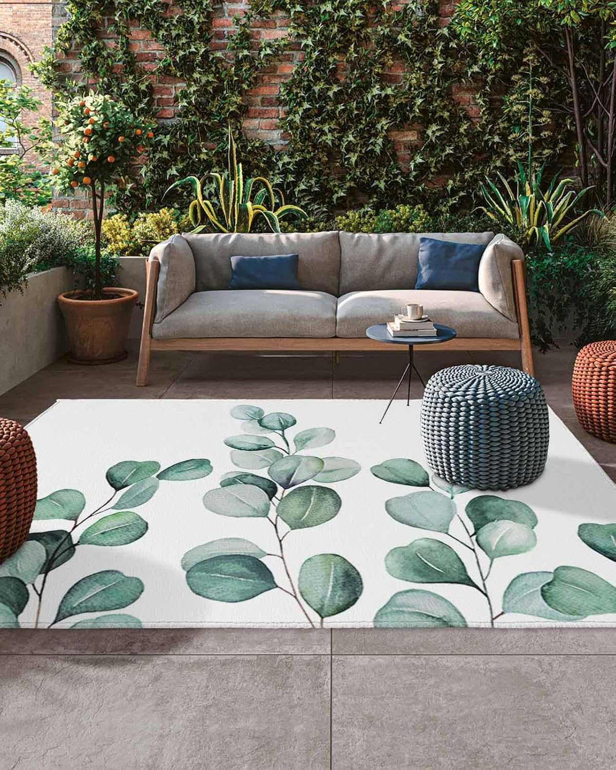 Beatithy Green Outdoor Rug 6' x 9' Outdoor Plastic Straw Rug for Patios