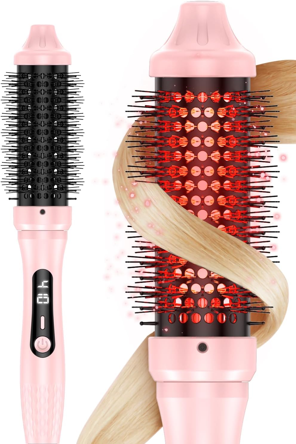 DORISILK Infrared Thermal Hair Brush for Sleek, Shiny Hair，1.5inch Heated Round Volumizer Faster Blowout, 5-Temp，Heated Round Brush for Curling and Straightening，Dual Voltage for Travel Using