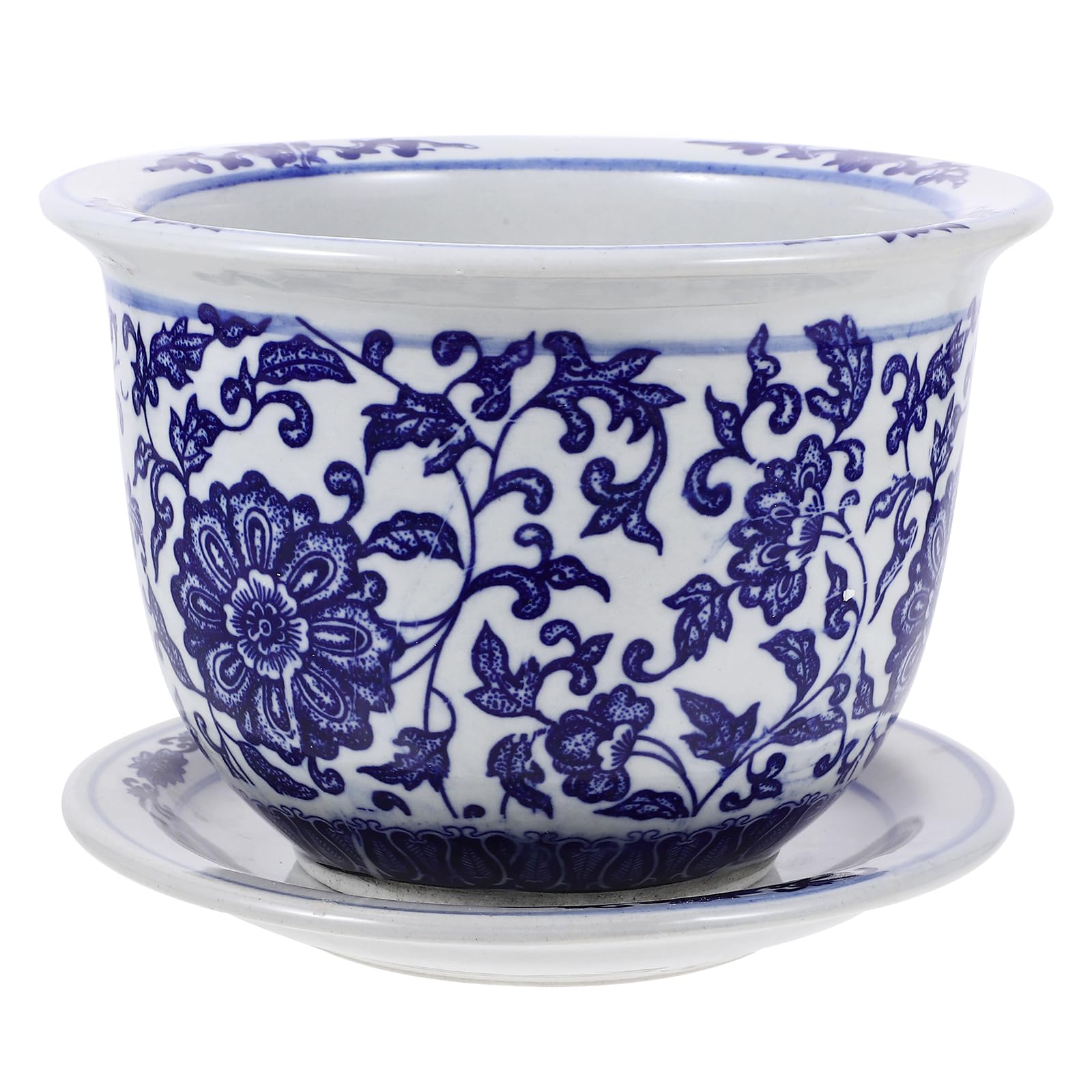 Pot de fleurs bleu et blanc 17 cm pour éviter le pourrissement