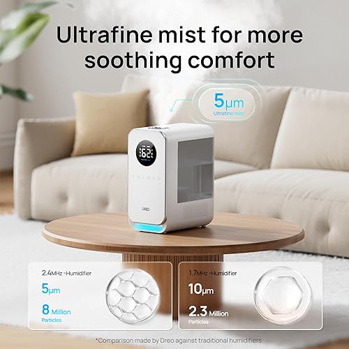 Miniatura 3 de Dreo Humidificadores para dormitorio, humidificadores inteligentes y silenciosos de niebla fría para habitación grande, difusor de aceite y luz