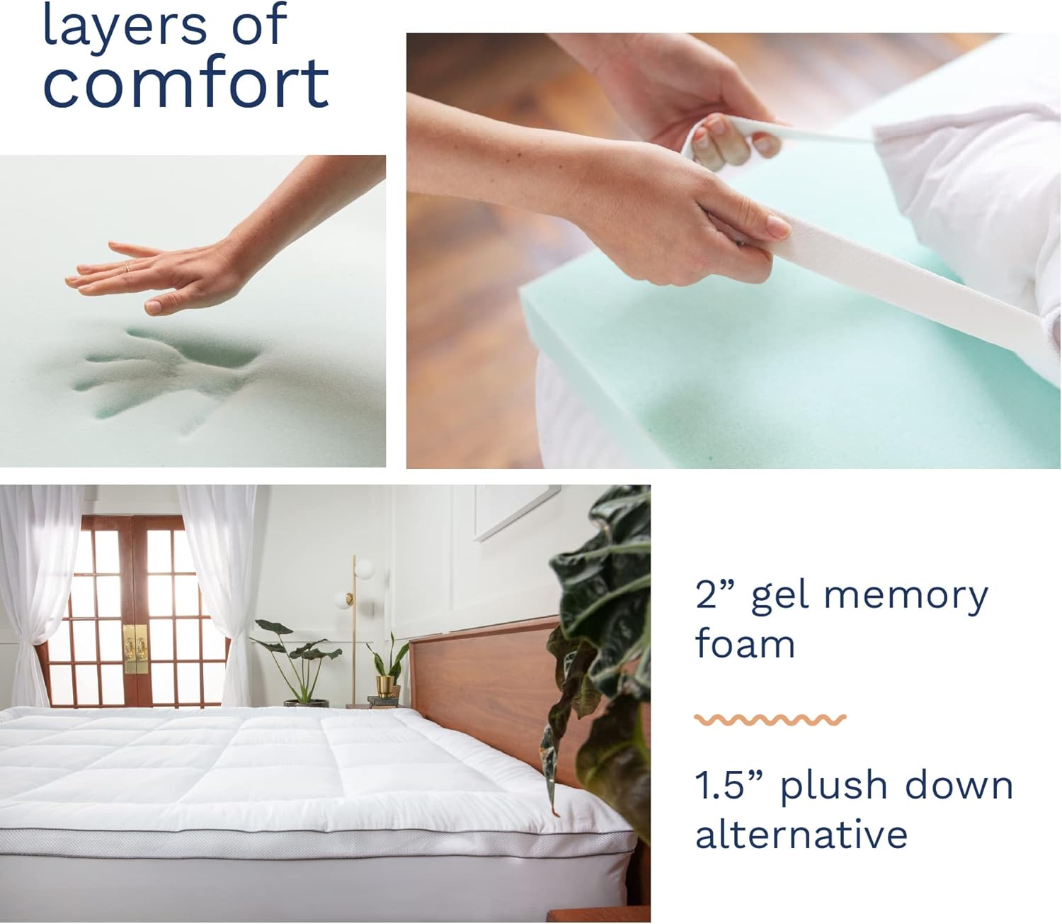 50% оƒƒ Dіѕсоunt ViscoSoft 3 Inch Pillow Top Memory Foam Mattress Topper King - Serene Lux Dual Layer Mattress Pad